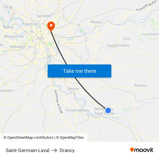 Saint-Germain-Laval to Drancy map