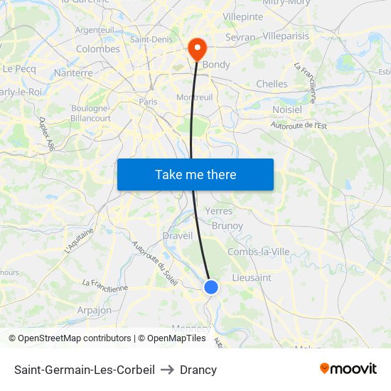 Saint-Germain-Les-Corbeil to Drancy map
