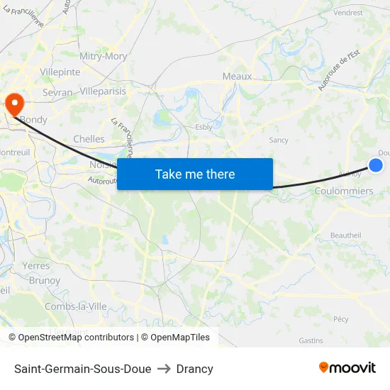 Saint-Germain-Sous-Doue to Drancy map
