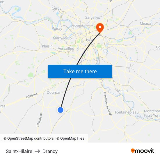 Saint-Hilaire to Drancy map