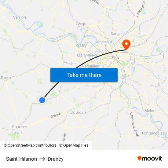 Saint-Hilarion to Drancy map