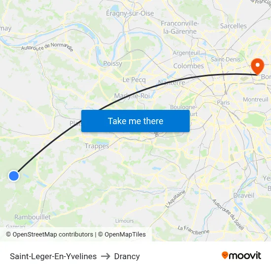 Saint-Leger-En-Yvelines to Drancy map