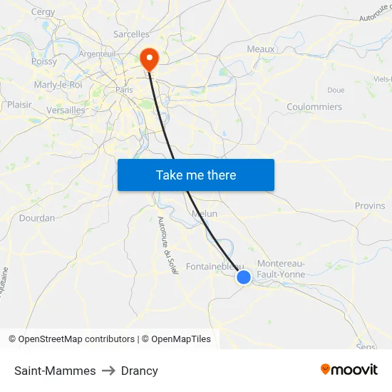 Saint-Mammes to Drancy map