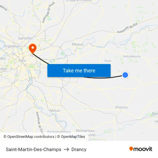 Saint-Martin-Des-Champs to Drancy map
