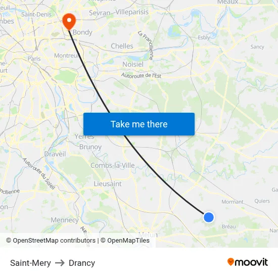 Saint-Mery to Drancy map