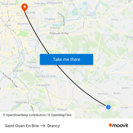 Saint-Ouen-En-Brie to Drancy map