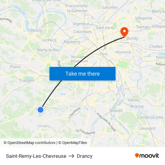Saint-Remy-Les-Chevreuse to Drancy map