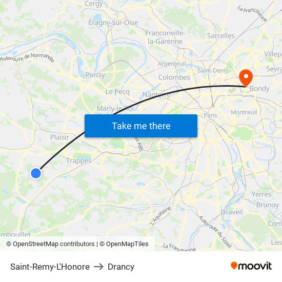 Saint-Remy-L'Honore to Drancy map