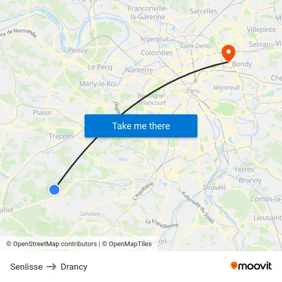 Senlisse to Drancy map