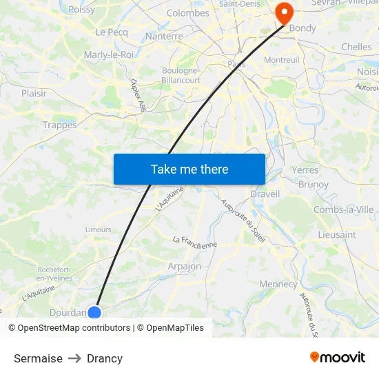 Sermaise to Drancy map