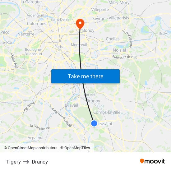 Tigery to Drancy map