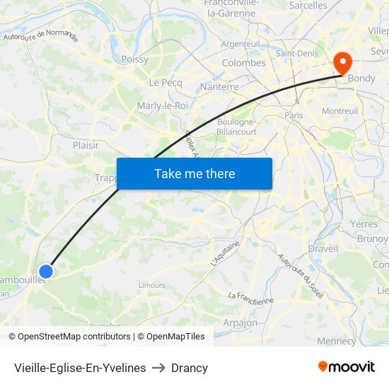 Vieille-Eglise-En-Yvelines to Drancy map