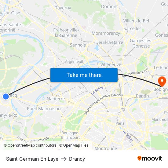 Saint-Germain-En-Laye to Drancy map