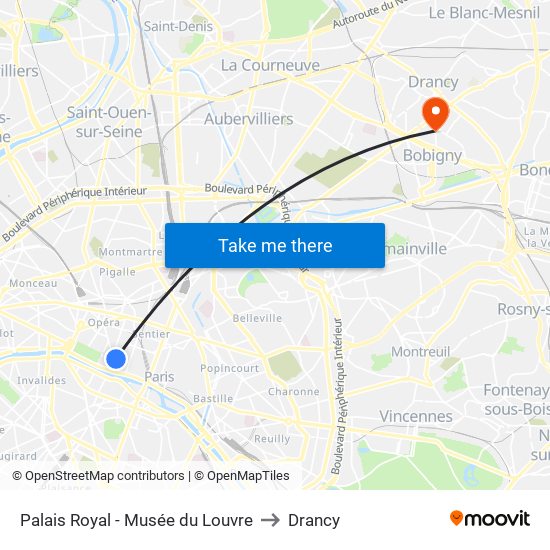 Palais Royal - Musée du Louvre to Drancy map