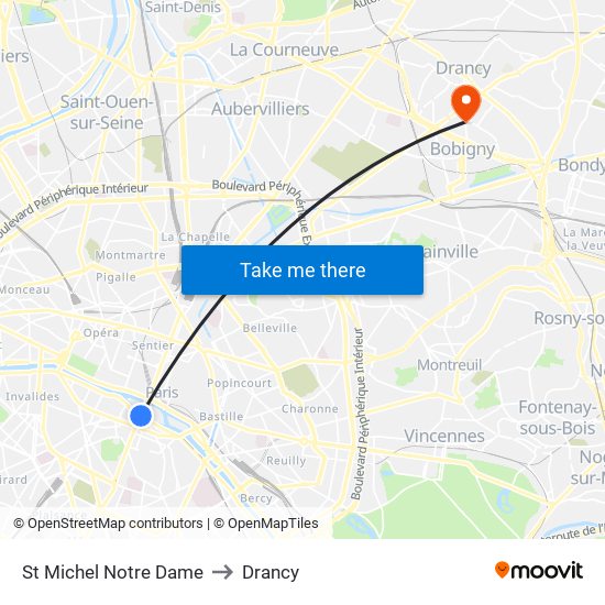 St Michel Notre Dame to Drancy map