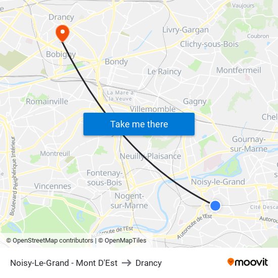 Noisy-Le-Grand - Mont D'Est to Drancy map
