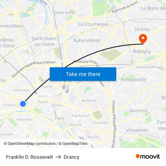 Franklin D. Roosevelt to Drancy map