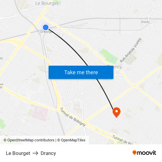 Le Bourget to Drancy map