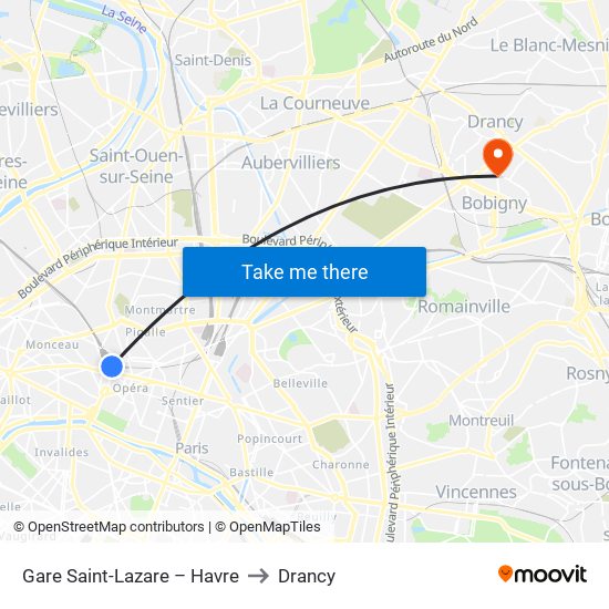 Gare Saint-Lazare – Havre to Drancy map