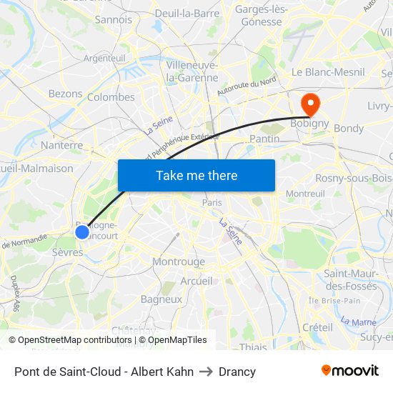 Pont de Saint-Cloud - Albert Kahn to Drancy map