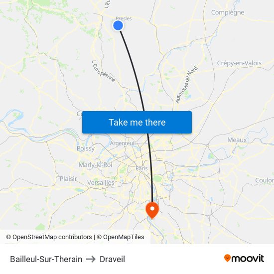Bailleul-Sur-Therain to Draveil map