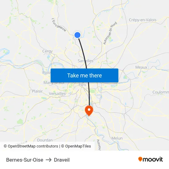 Bernes-Sur-Oise to Draveil map