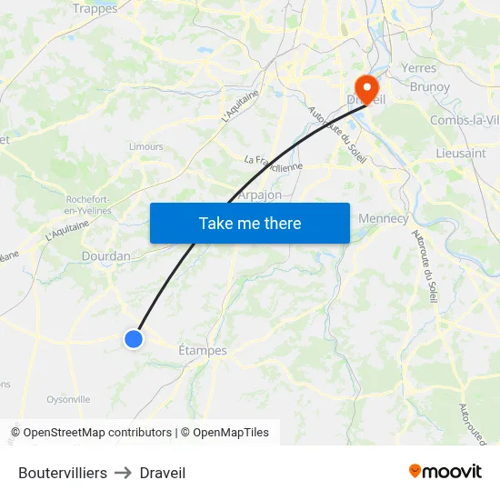 Boutervilliers to Draveil map