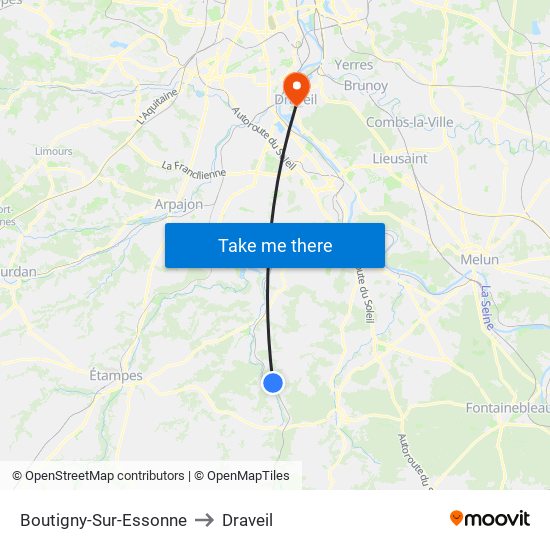 Boutigny-Sur-Essonne to Draveil map