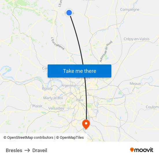 Bresles to Draveil map