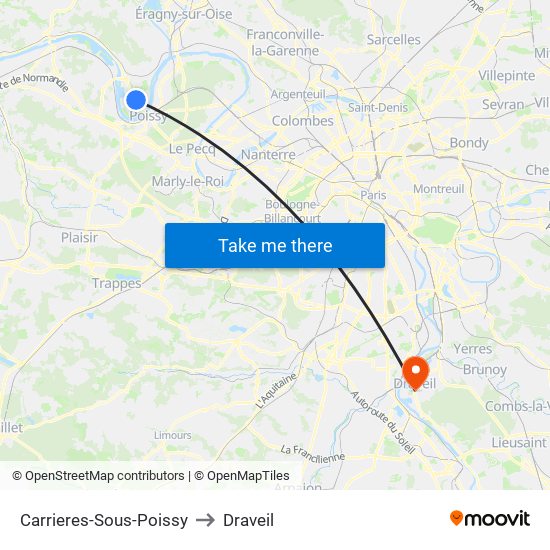 Carrieres-Sous-Poissy to Draveil map
