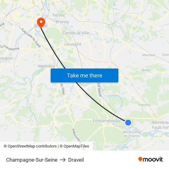 Champagne-Sur-Seine to Draveil map