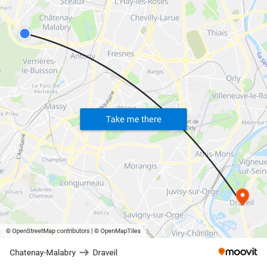 Chatenay-Malabry to Draveil map