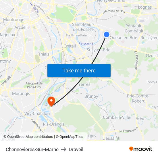 Chennevieres-Sur-Marne to Draveil map