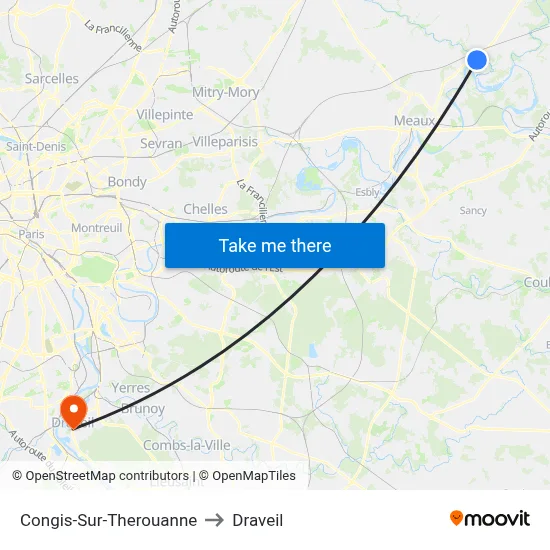 Congis-Sur-Therouanne to Draveil map