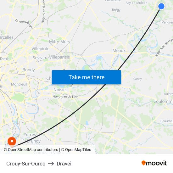 Crouy-Sur-Ourcq to Draveil map