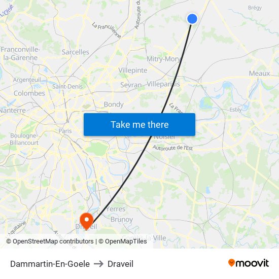 Dammartin-En-Goele to Draveil map