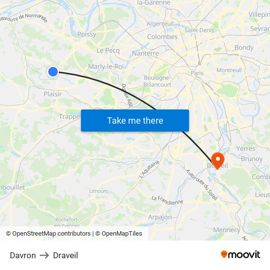 Davron to Draveil map