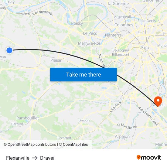 Flexanville to Draveil map