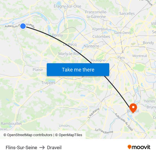 Flins-Sur-Seine to Draveil map