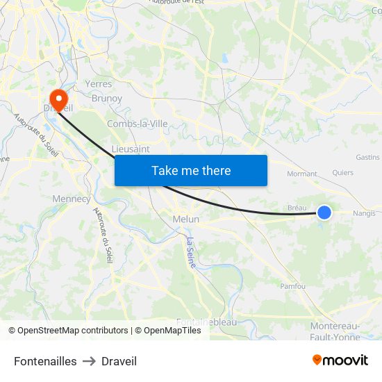 Fontenailles to Draveil map