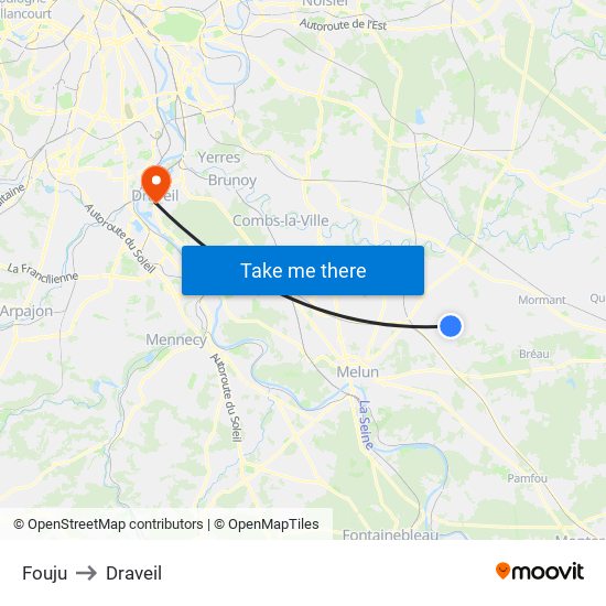 Fouju to Draveil map
