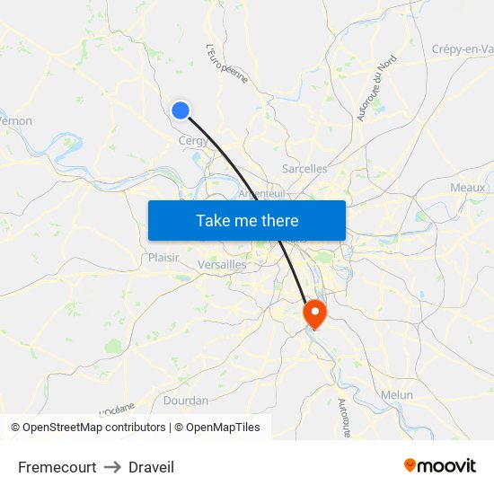Fremecourt to Draveil map