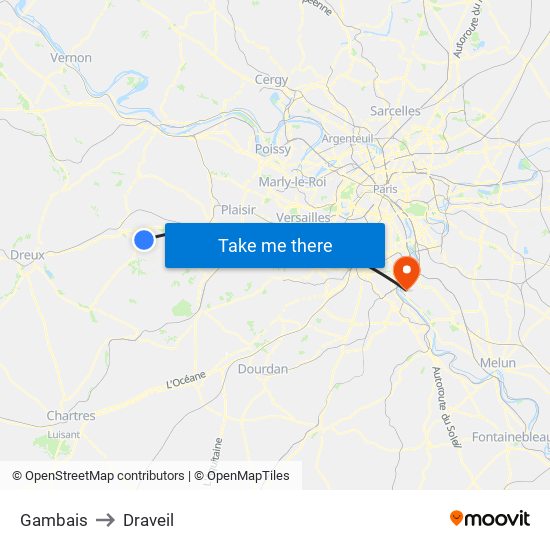 Gambais to Draveil map