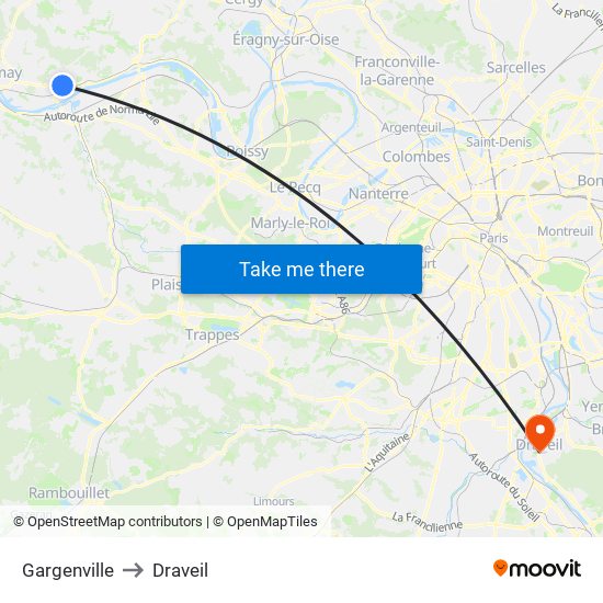 Gargenville to Draveil map