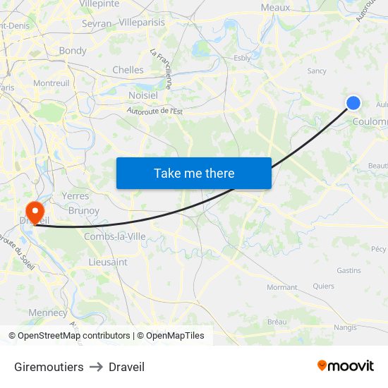 Giremoutiers to Draveil map
