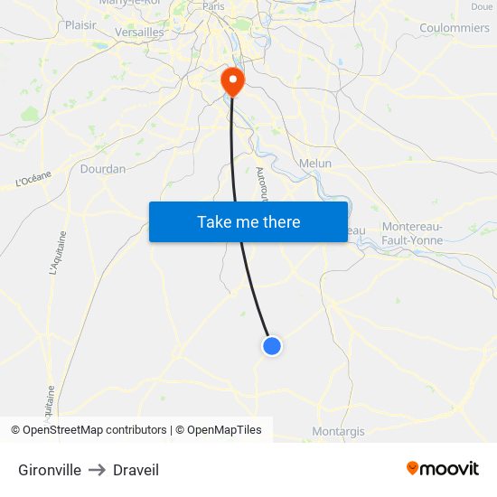 Gironville to Draveil map