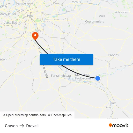 Gravon to Draveil map