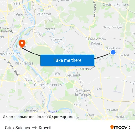 Grisy-Suisnes to Draveil map