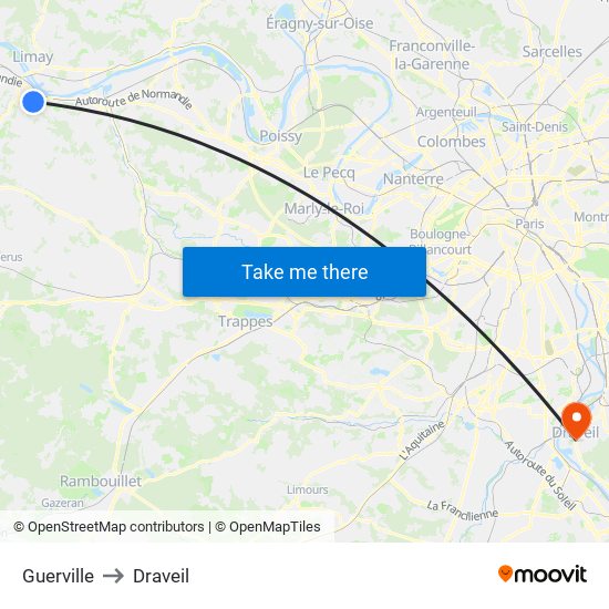 Guerville to Draveil map