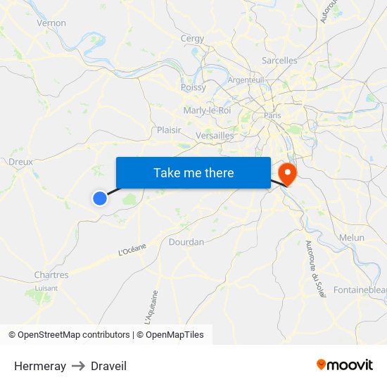 Hermeray to Draveil map